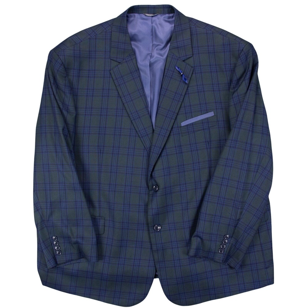 Oak‎ Hill Mens 3XL Green Windowpane Plaid Blazer Sport Coat